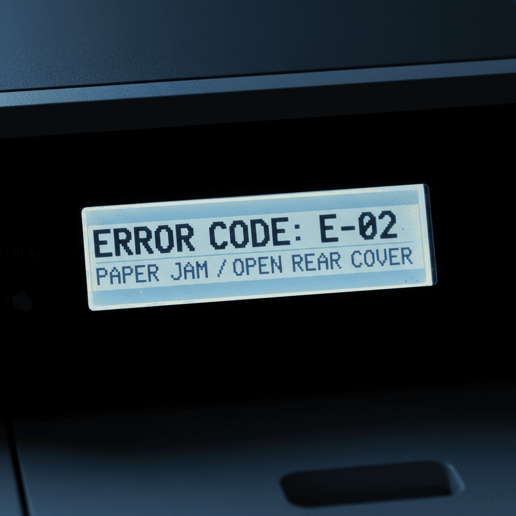 Printer error code displayed on machine screen