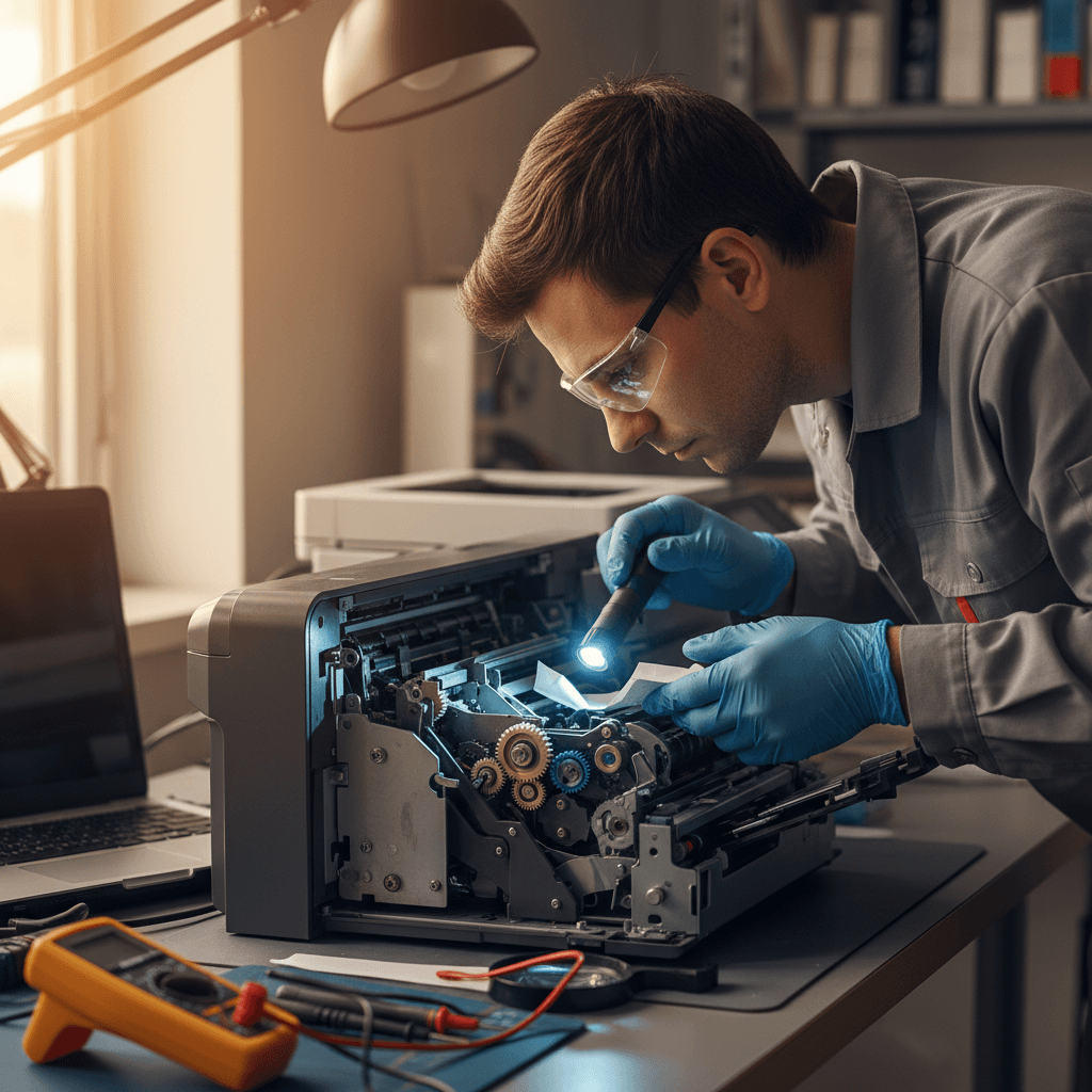 Detailed printer hardware inspection and diagnosis